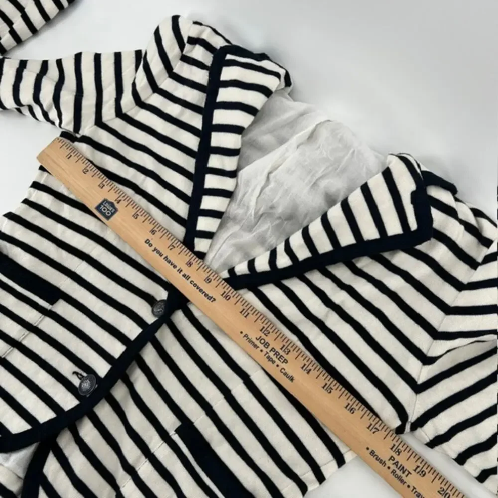 Saint James Depuis 1889 Nautical Striped Cotton Blazer Jacket Womens 8 BlueCream